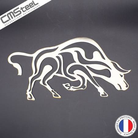 Décoration Murale En Inox - Taureau Et Cheval, Argenté, Fabrication Française, Moderne