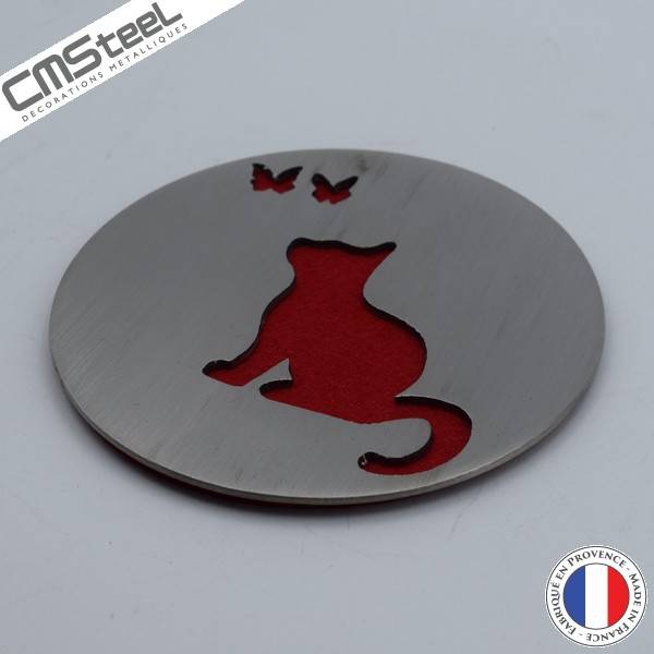 Dessous de Verre Chat et Papillon