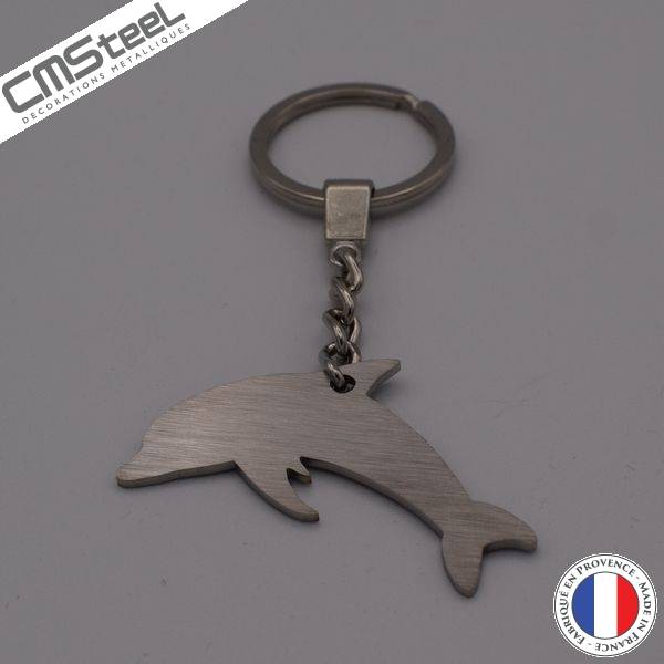 Porte-clés En Cuir Dauphin - Figurine Animal Grise - Marque Monkimau - Pour Femme, Enfant Ou Fille