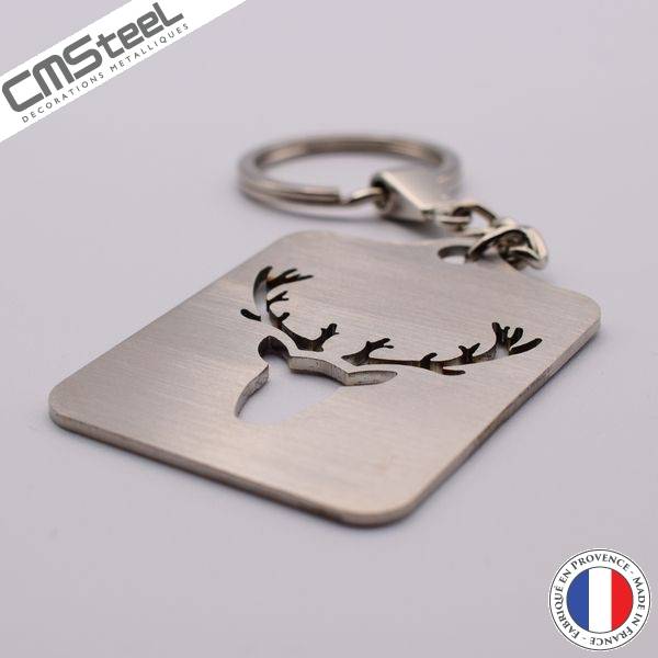 Porte Clés Tête de Cerf en Inox